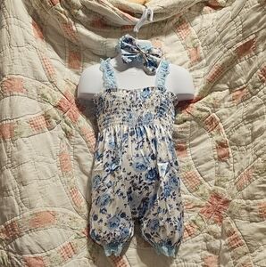 Floral Blue Romper for Kids